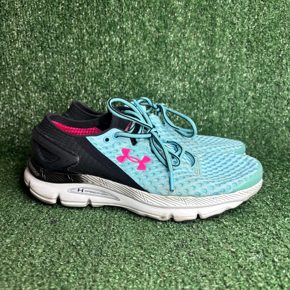 Under Armour Speedform Gemini 2 Running Athletic Sneaker Blue Pink Womens Sz 9.5